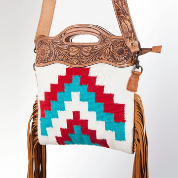 American Darling Clutch Hand Tooled Saddle Blanket Fabric Genuine Leather Western Women Bag Handbag Purse | Purses for Cute